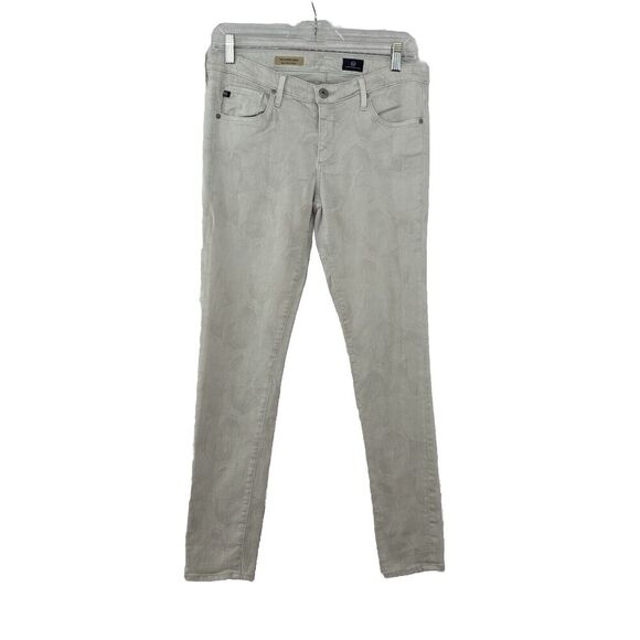 Adriano Goldschmied AG The Legging Gray Skinny Ankle Feather Print Jeans Sz 30R - Picture 1 of 6